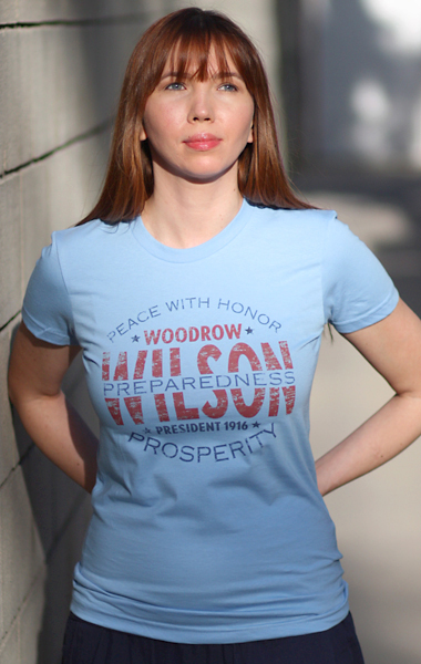 Woodrow Wilson for President 1916 - 'Peace With Honor' - Campaign T-Shirt - Womens